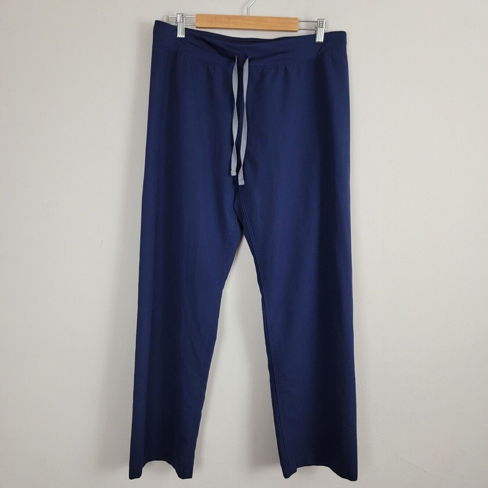 FIGS Technical Collection Pants Womens L Blue Flat Front Drawstring Stretchable